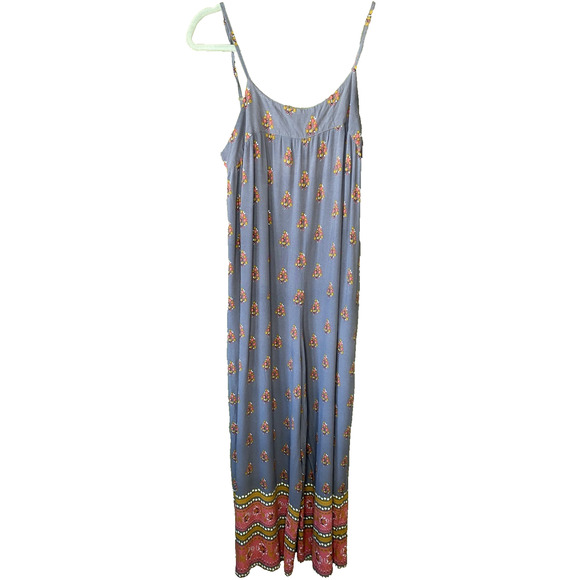 NATURAL LIFE Jumpsuit Size Medium Wide Leg Loose Gray Blue Bohemian Rayon Romper - Picture 2 of 12